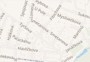 Fibichova v obci Šestajovice - mapa ulice