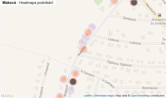 Mapa Maková - Firmy v ulici.