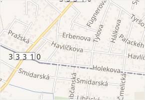 Nerudova v obci Šestajovice - mapa ulice