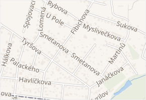 Smetanova v obci Šestajovice - mapa ulice