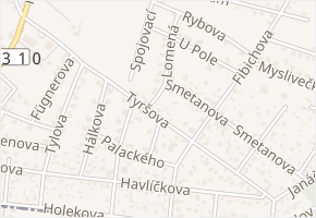 Tyršova v obci Šestajovice - mapa ulice