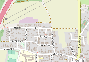 Růžová v obci Ševětín - mapa ulice