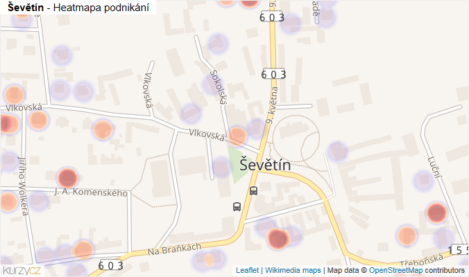Mapa Ševětín - Firmy v části obce.