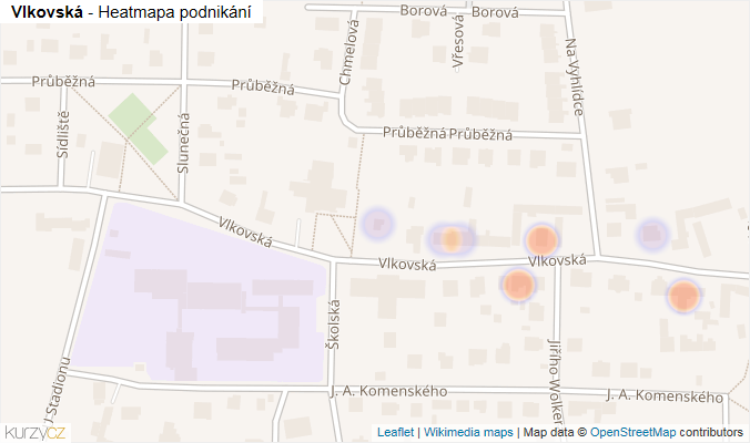 Mapa Vlkovská - Firmy v ulici.