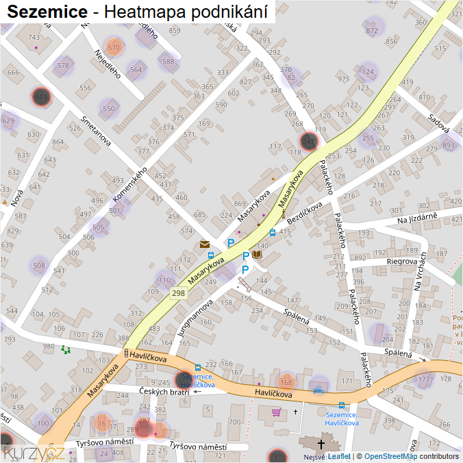 Mapa Sezemice - Firmy v obci.