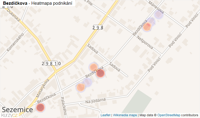 Mapa Bezdíčkova - Firmy v ulici.