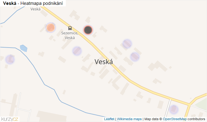 Mapa Veská - Firmy v části obce.