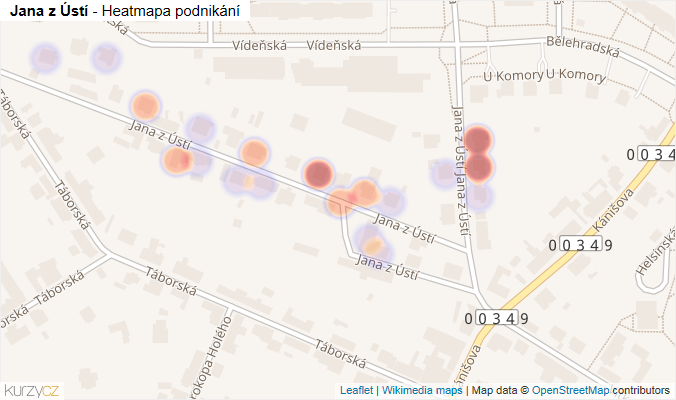 Mapa Jana z Ústí - Firmy v ulici.