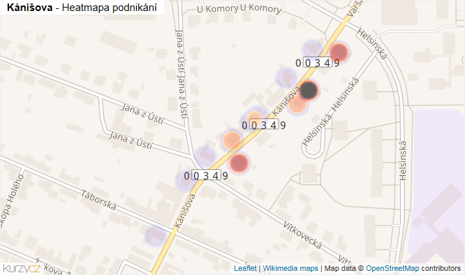 Mapa Kánišova - Firmy v ulici.