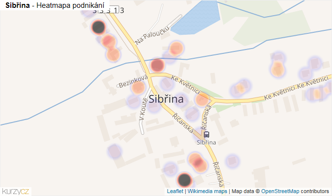 Mapa Sibřina - Firmy v části obce.