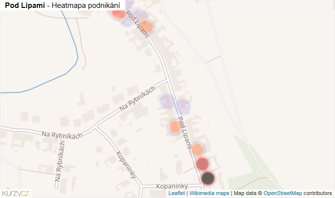 Mapa Pod Lipami - Firmy v ulici.