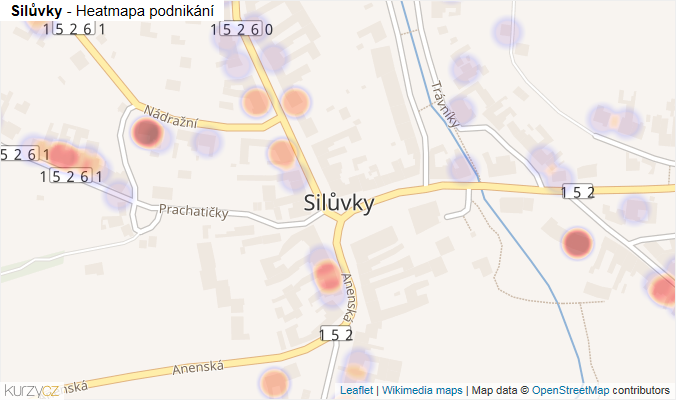 Mapa Silůvky - Firmy v části obce.
