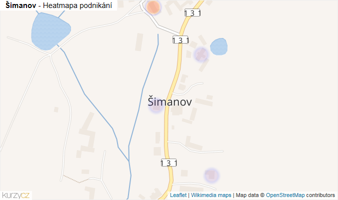 Mapa Šimanov - Firmy v části obce.
