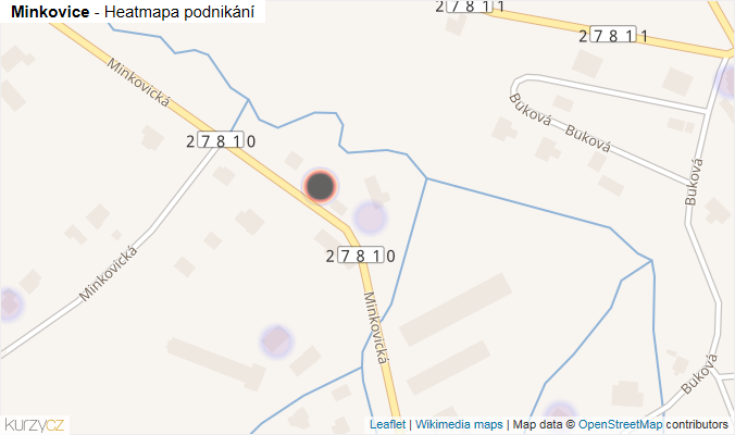 Mapa Minkovice - Firmy v části obce.