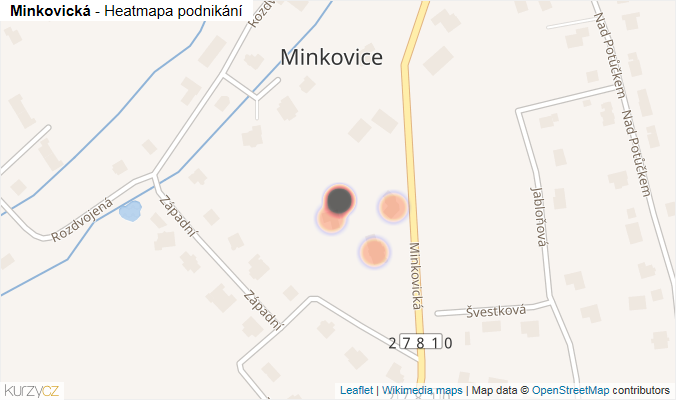 Mapa Minkovická - Firmy v ulici.