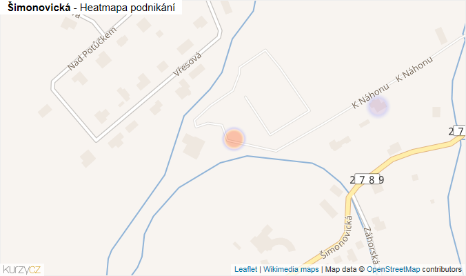 Mapa Šimonovická - Firmy v ulici.