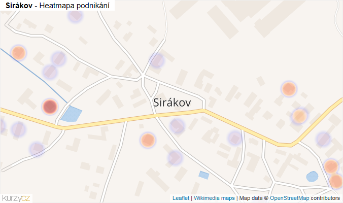 Mapa Sirákov - Firmy v části obce.