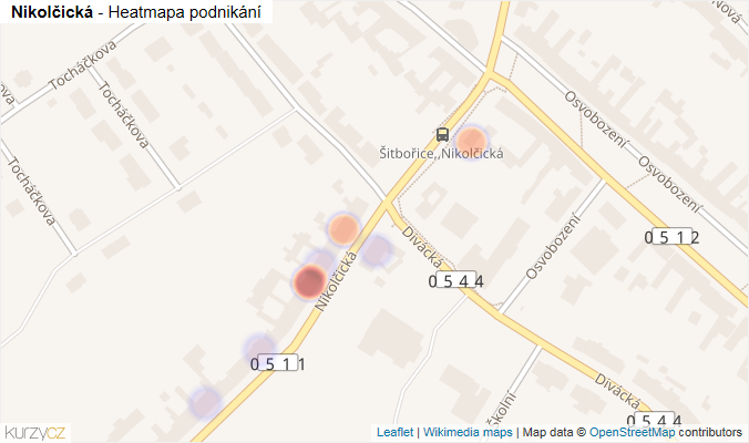 Mapa Nikolčická - Firmy v ulici.