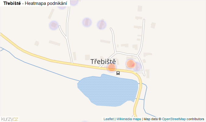 Mapa Třebiště - Firmy v části obce.