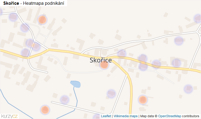 Mapa Skořice - Firmy v části obce.