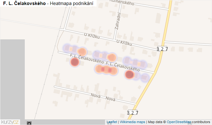 Mapa F. L. Čelakovského - Firmy v ulici.