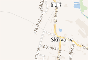 Pod Vrchy v obci Skřivany - mapa ulice
