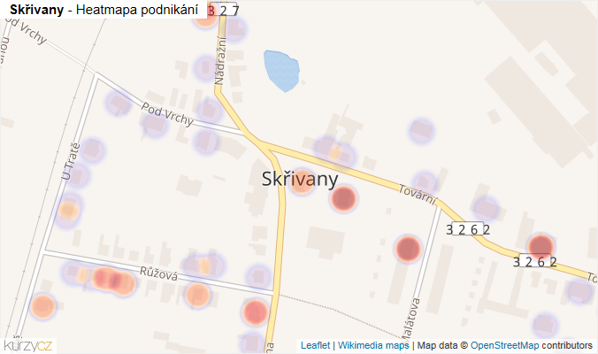 Mapa Skřivany - Firmy v části obce.