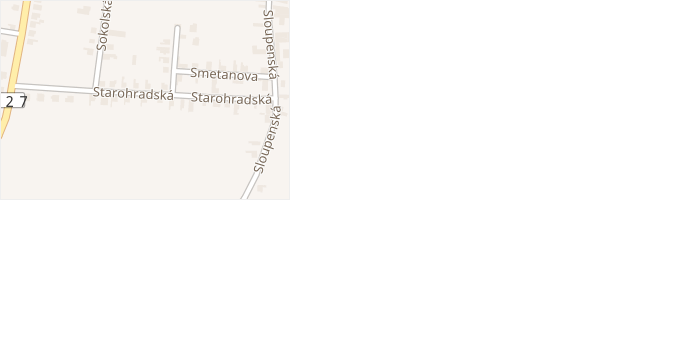 Starohradská v obci Skřivany - mapa ulice