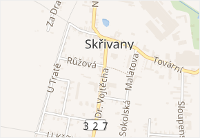 Za Drahou v obci Skřivany - mapa ulice