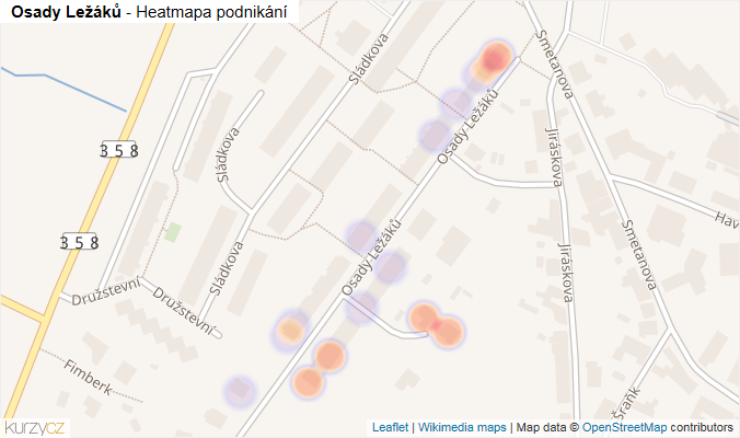Mapa Osady Ležáků - Firmy v ulici.