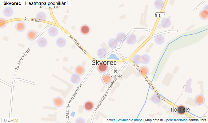 Mapa Škvorec - Firmy v části obce.