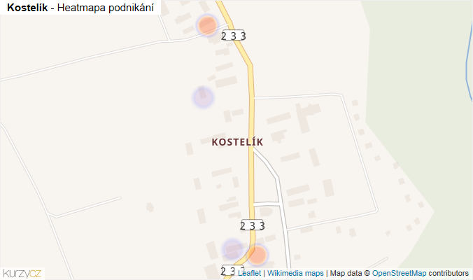 Mapa Kostelík - Firmy v části obce.