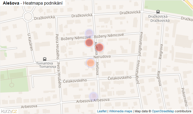 Mapa Alešova - Firmy v ulici.