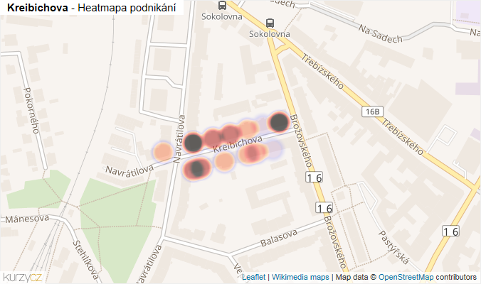 Mapa Kreibichova - Firmy v ulici.