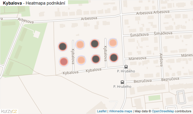 Mapa Kybalova - Firmy v ulici.