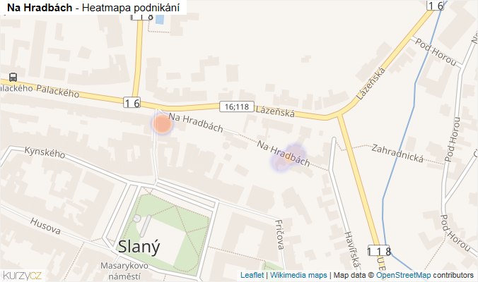 Mapa Na Hradbách - Firmy v ulici.