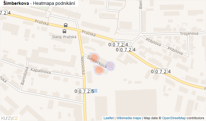 Mapa Šimberkova - Firmy v ulici.