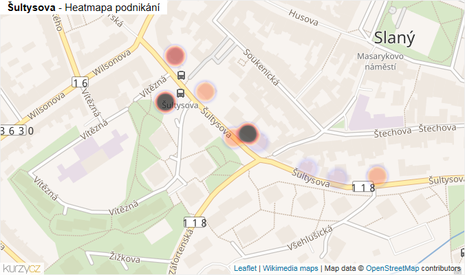 Mapa Šultysova - Firmy v ulici.