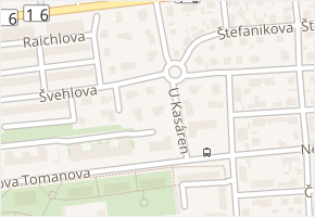 U Kasáren v obci Slaný - mapa ulice