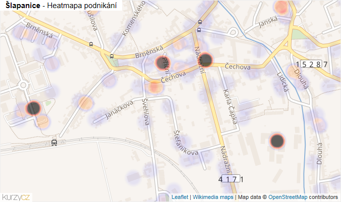 Mapa Šlapanice - Firmy v obci.