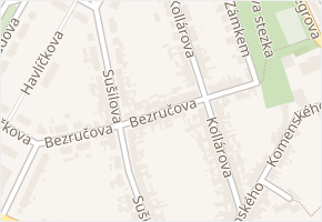 Bezručova v obci Šlapanice - mapa ulice
