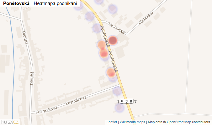 Mapa Ponětovská - Firmy v ulici.