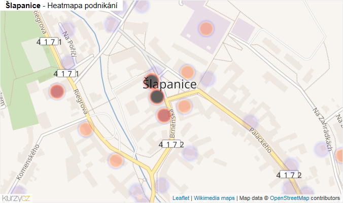 Mapa Šlapanice - Firmy v části obce.