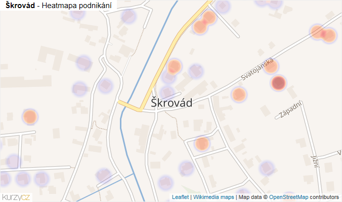 Mapa Škrovád - Firmy v části obce.