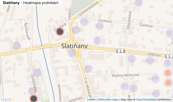 Mapa Slatiňany - Firmy v části obce.