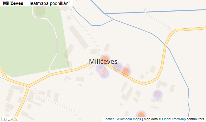 Mapa Milíčeves - Firmy v části obce.