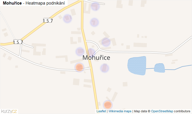Mapa Mohuřice - Firmy v části obce.
