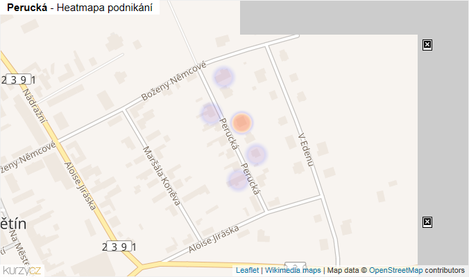 Mapa Perucká - Firmy v ulici.