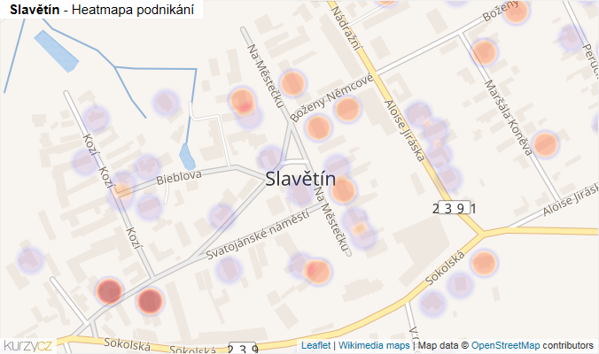 Mapa Slavětín - Firmy v části obce.