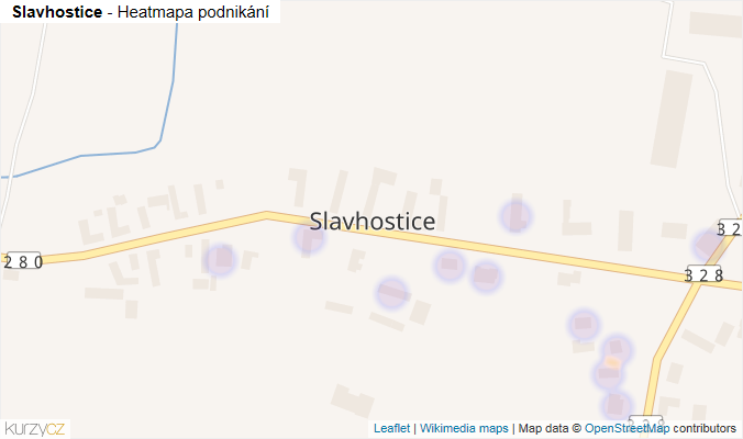 Mapa Slavhostice - Firmy v části obce.